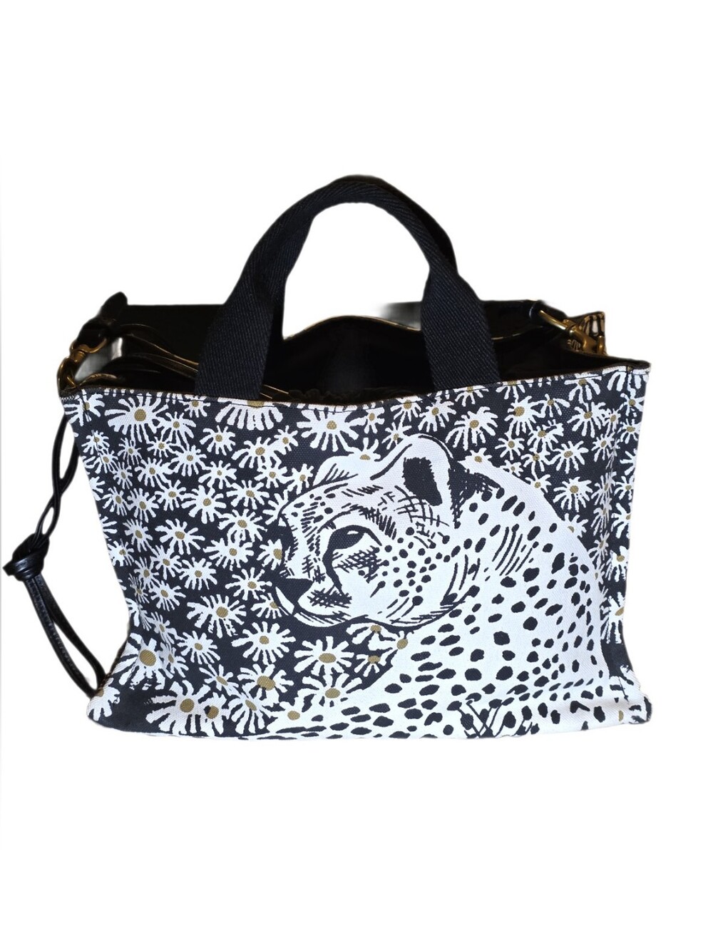 Black & White Leopard Print Tote Bag